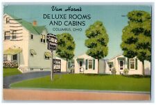 Columbus Ohio OH Postcard Van Horn's Deluxe Rooms Cabins Garden 1942 Vintage picture
