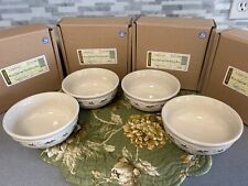 Longaberger Pottery Woven Traditions Holly Soup & Salad Bowl NOS Set of 4  picture