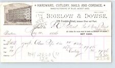 1886 billhead Bigelow & Dowse hardware cutlery cordage BLUE JACKET AXES boston picture