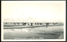RPPC 1951 Long Beach WA Clam Digging Historic Vintage Postcard Ellis 4903 picture