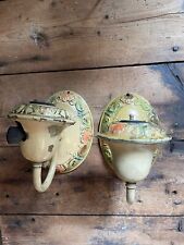 2 Metal Wall Sconce Lamps Painted Victorian Style picture