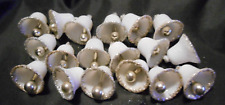 18 White Sugared Mica Bells Silver Mercury Glass Clappers Vintage Japan picture