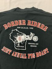 Vintage 1998 Border Riders Pig Roast Harley Davidson T Shirt Hanes Beefy Sz M picture