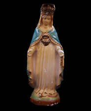 Large 1920's Our Lady Of The Cape Chalk Ware Statuette Notre Dame Du Cap Quebec picture