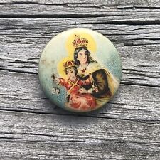 Vintage Antique Our Lady Of Mt Carmel Badge Pin Pinback Blessed Virgin Mary M8 picture