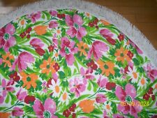 Vintage 60's-70's MOD Terrycloth ROUND TABLECLOTH Flower Power 49