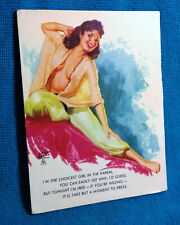 1940s Pinup Girl Ink Blotter Card EARL MORAN Art Choicest Girl in Harem Dress picture