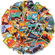 100 Pcs State Stickers Travel Map Flag 50 States Vintage Scrapbook Decals Bottle picture