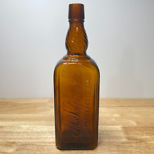 M. SALZMAN CO. PURITY ABOVE ALL AMBER TWIST NECK WHISKEY BOTTLE  ONE FULL QUART picture