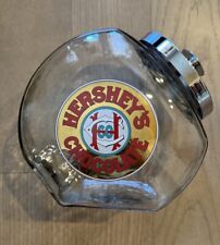 Vintage Hershey's Chocolate Glass Candy Cookie Jar Counter Top Container w/lid picture