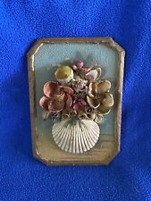 Vntg Antique Picture Made With Sea Shells picture