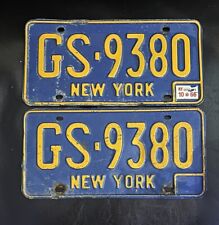 1966 New York License Plate Blue Pair Dmv Clear picture