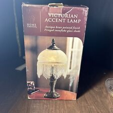 Cheyenne, Victorian Accent lamp, brass finish Fringed, Snowflake glass shade new picture