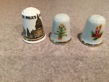 Lot Of 3 Thimbles St Paul’s London & 2 Christmas Collectible Sewing. picture