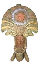 Vintage Handmade Ceramic Pottery Headdress Incense Burner Holder fr Peru Mexico picture