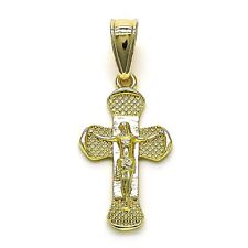 BEAUTIFUL SMALL CRUCIFIX WITH CHAIN IN 18K GOLD LAYERED  picture
