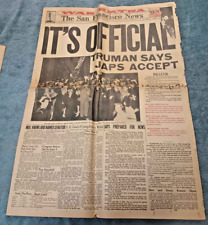 The San Francisco Newspaper August 14, 1945 Its Officia Truman says Japs Accept picture