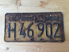 Vintage 1956 Metal License Plate Black Yellow Rusty Gold H 46 902 picture
