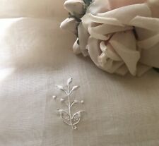 Antique Early 1900 Edwardian Embroidered Floral Silk Fabric ~ Cream ~ picture