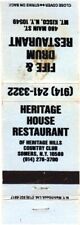 Heritage House Restaurant of Heritage Hills, Somers, NY Vintage Matchbook Cover picture