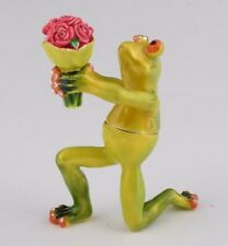 Frog kneeling  trinket box hand made by Keren Kopal & Austrian crystals  picture