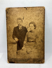 Antique Cabinet photo Photography man and woman with flowers  EISFELDA Kyiv rare picture