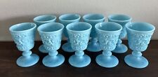 (9) Ivima Turquoise Scroll Goblets Milk Glass Vintage Rare Portuguese Stunning picture