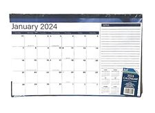 2024 DESK CALENDAR Blue Trim 11” X 17” 12 Month Desk Calendar picture