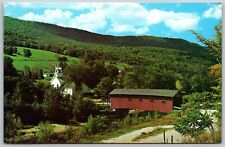 Vtg West Arlington Vermont VT Old Covered Wood Bridge Battenkill River Postcard picture