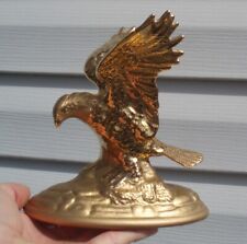 VINTAGE 18 KT GOLD CERAMIC EAGLE DESK TOP STATUE PATRIOTIC MILITARY BIRD USA picture