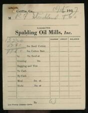1937 Spalding Oil Mills, Inc. Griffin GA 7 Invoices to R.F. Strickland & Co A84 picture