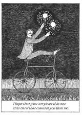 Edward Gorey Art Untitled Man on Bicycle This comes to you from 4x6 postcard picture