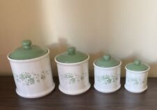 Corelle CALLAWAY Green Ivy Canisters Canister Set Green Lids Jay Import Set 4 picture