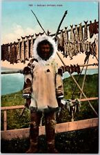 Alaska Eskimo Drying Fish  Postcard picture