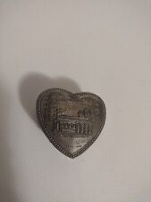 Vintage Metal Heart Shaped Hinged Trinket Box Japan San Francisco Co cable car picture