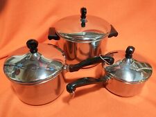 Vintage Farberware Stainless Cookware 6 Piece Sauce Pans w/ Lids picture