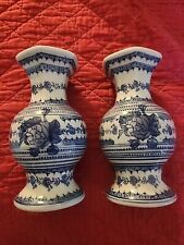 Two vintage white and blue porcelain Vase so 8 inches picture