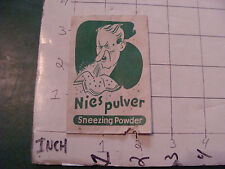 vintage packaging NIEW PULVER--SNEEZING POWDER purchased 1961 as shown picture