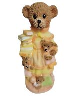 Vintage Resin Teddy Bear Figurine Mama with Cubs And Books 5