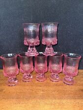 Gorgeous Vintage Retro Fostoria Sorrento Pattern Pink Pedestal Glasses Set Of 7 picture