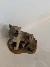 Living Stone Figurine Howling Wolf And Cub 3inches Tall, Pre-owned  picture