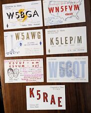 Lot of 7 1960s QSL Cards Ham Radio TEXAS K5RAE K5LEP W5CQT W5AWG K5VUM W5BGA picture