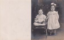 Antique RPPC Real Photograph Postcard Adorable Fashionable Children Boy & Girl picture