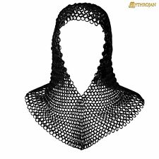 Chainmail Coif Steel Rings Medieval Hood Reenactment Armor Knight Costume Black picture