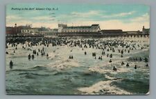 Bathing in the Surf in Atlantic City New Jersey NJ Vintage Postcard Posted 1911 picture