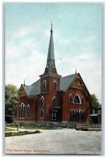 Geneva Ohio OH Postcard First Baptist Church Exterior View Building 1910 Antique picture