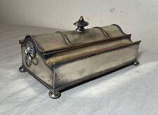 antique 19th century silverplated copper glass jar desk inkwell stand holder picture