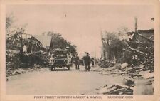 1924 Deadly F4 Tornado Damage to Perry St & E. Market St Sandusky Ohio Postcard picture