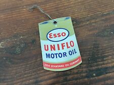 VINTAGE ESSO UNIFLO OIL CHANGE HANGING TAG 1950'S GAS STATION COLLECTIBLE picture