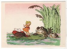 1963 Fairy Tale THUMBELINA little petite GIRL & Toad ART RUSSIAN POSTCARD Old picture